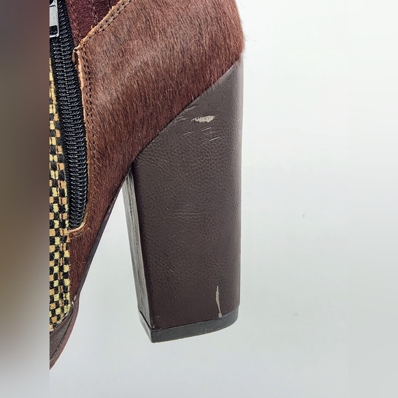 Custo Barcelona Pony-Style Calfskin Ankle Boots In Brown and Grey Size 38 - Picture 15 of 16